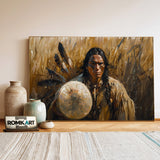 Native American Warrior Historical Oil Painting - image 3