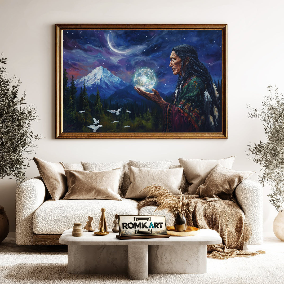 Native American Wizard Elder Oil Painting - image 5