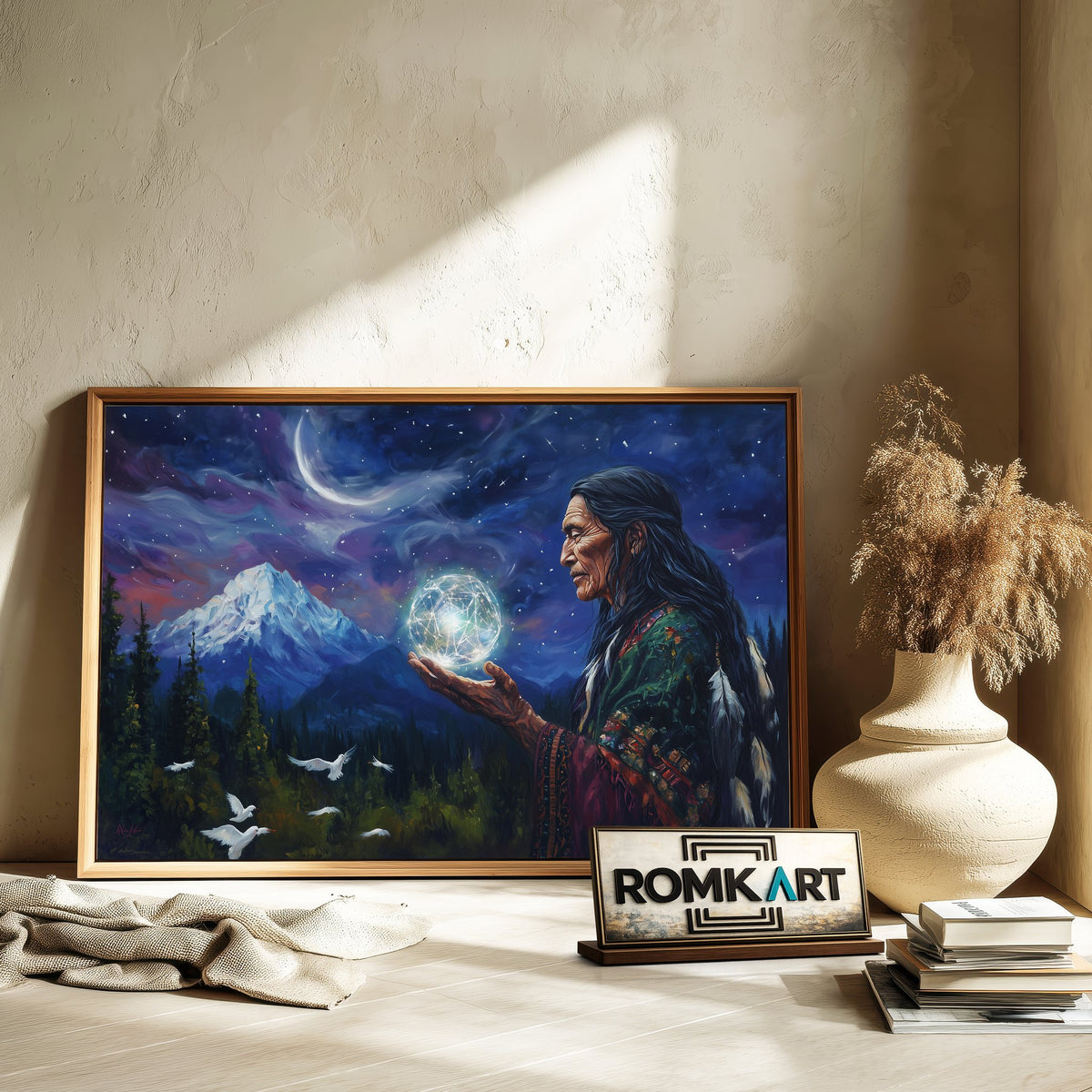 Native American Wizard Elder Oil Painting - image 6