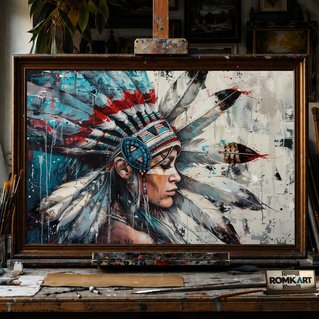 Native American Woman Art hand-painted oil painting on canvas