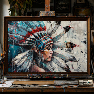 Native American Woman Art hand-painted oil painting on canvas