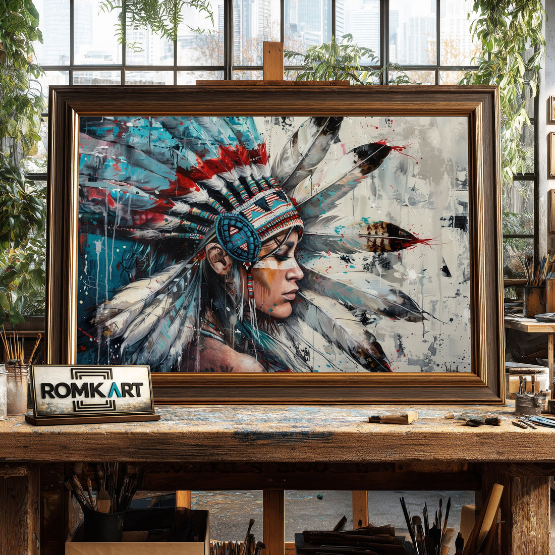 Native American Woman Art hand-painted oil painting on canvas