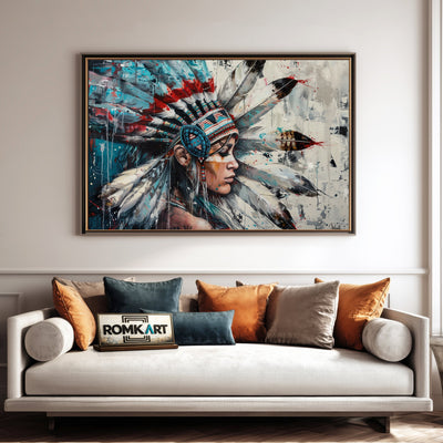 Native American Woman Art Oil Painting - image 4
