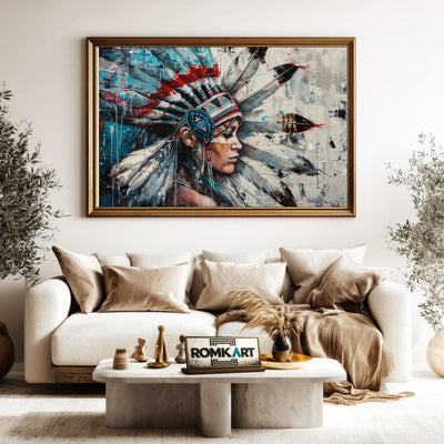 Native American Woman Art Oil Painting - image 5