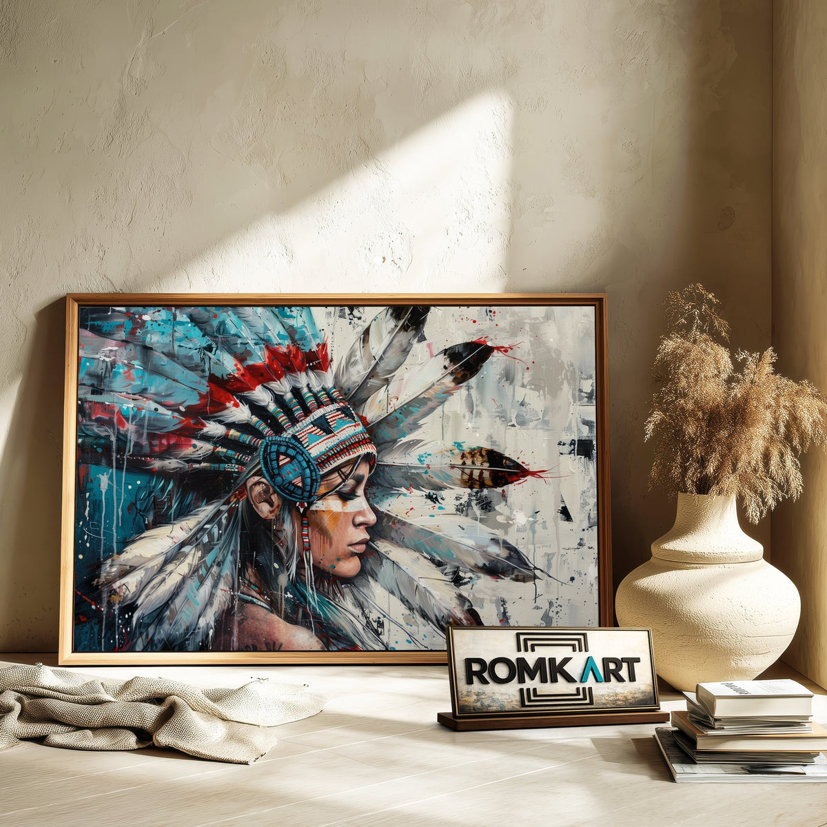 Native American Woman Art Oil Painting - image 6
