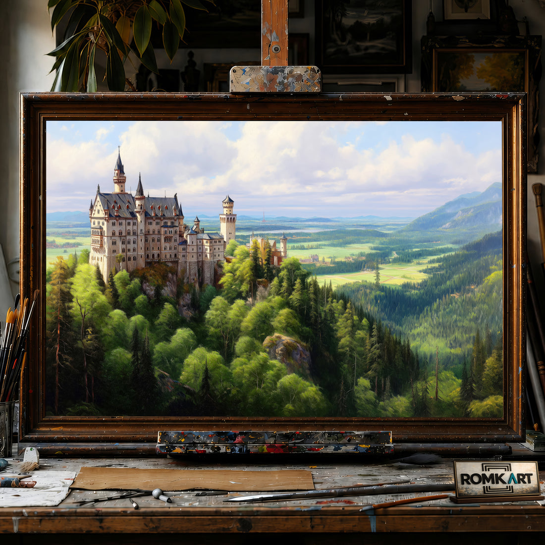 Neuschwanstein Castle hand-painted oil painting on canvas