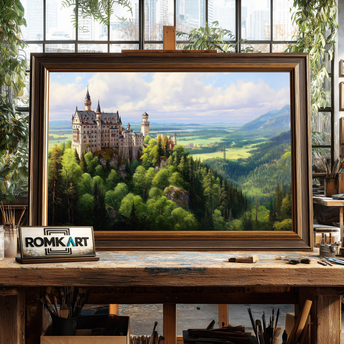 Neuschwanstein Castle hand-painted oil painting on canvas