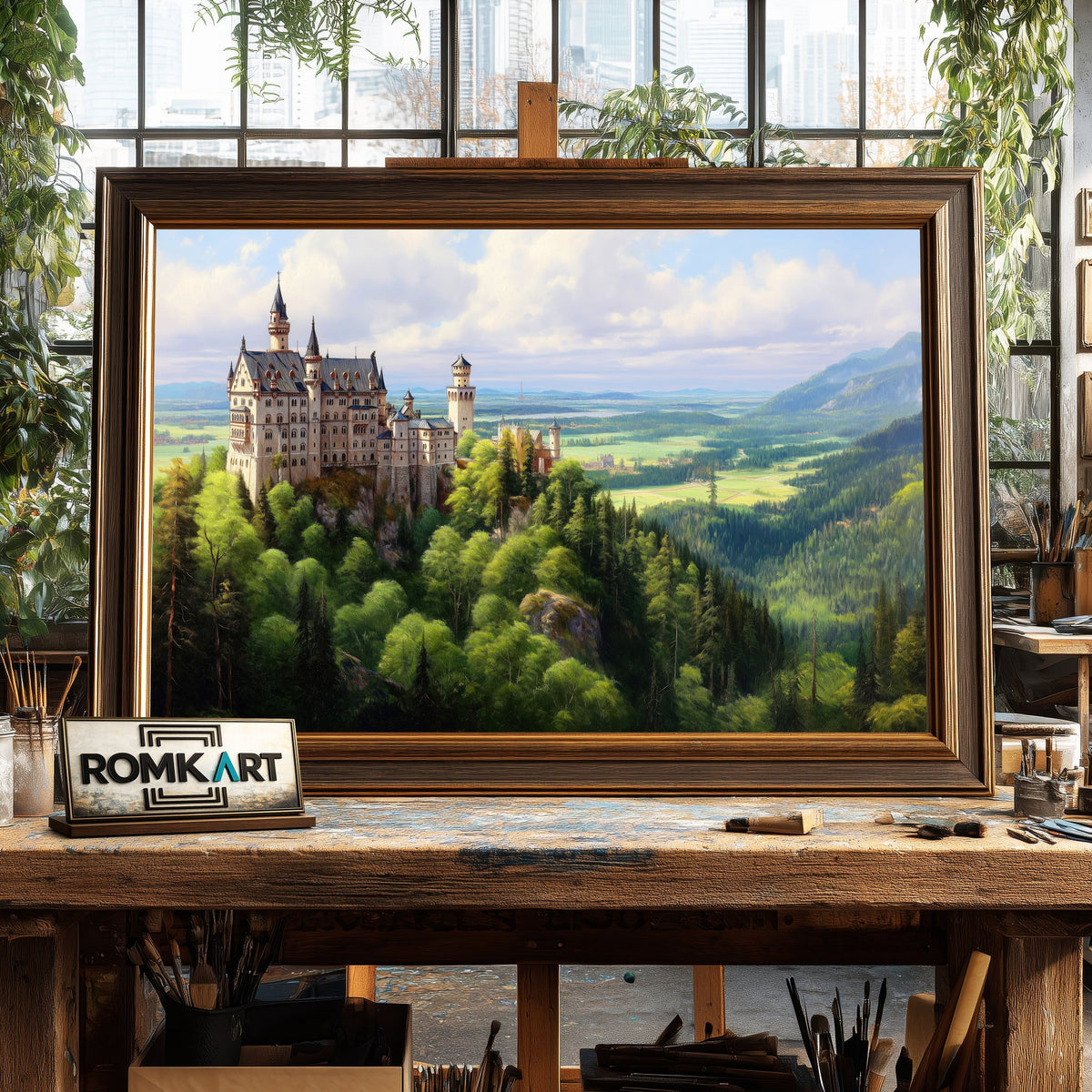 Neuschwanstein Castle Architectural Oil Painting - image 2