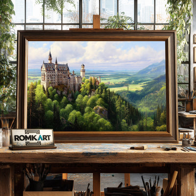 Neuschwanstein Castle Architectural Oil Painting - image 2