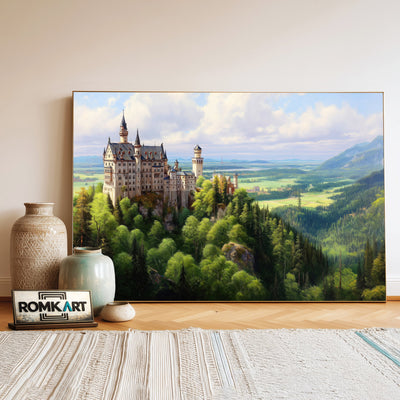 Neuschwanstein Castle Architectural Oil Painting - image 3