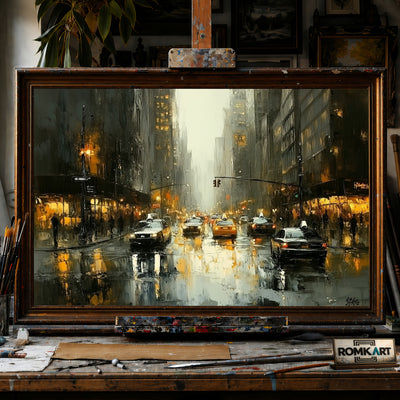 New York City hand-painted oil painting on canvas