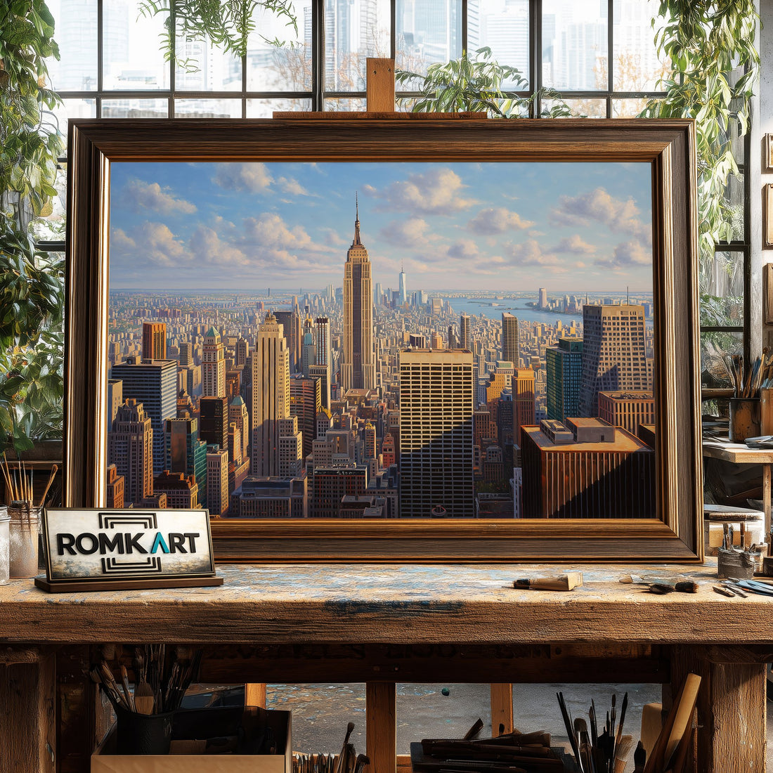 New York City Skyline hand-painted oil painting on canvas