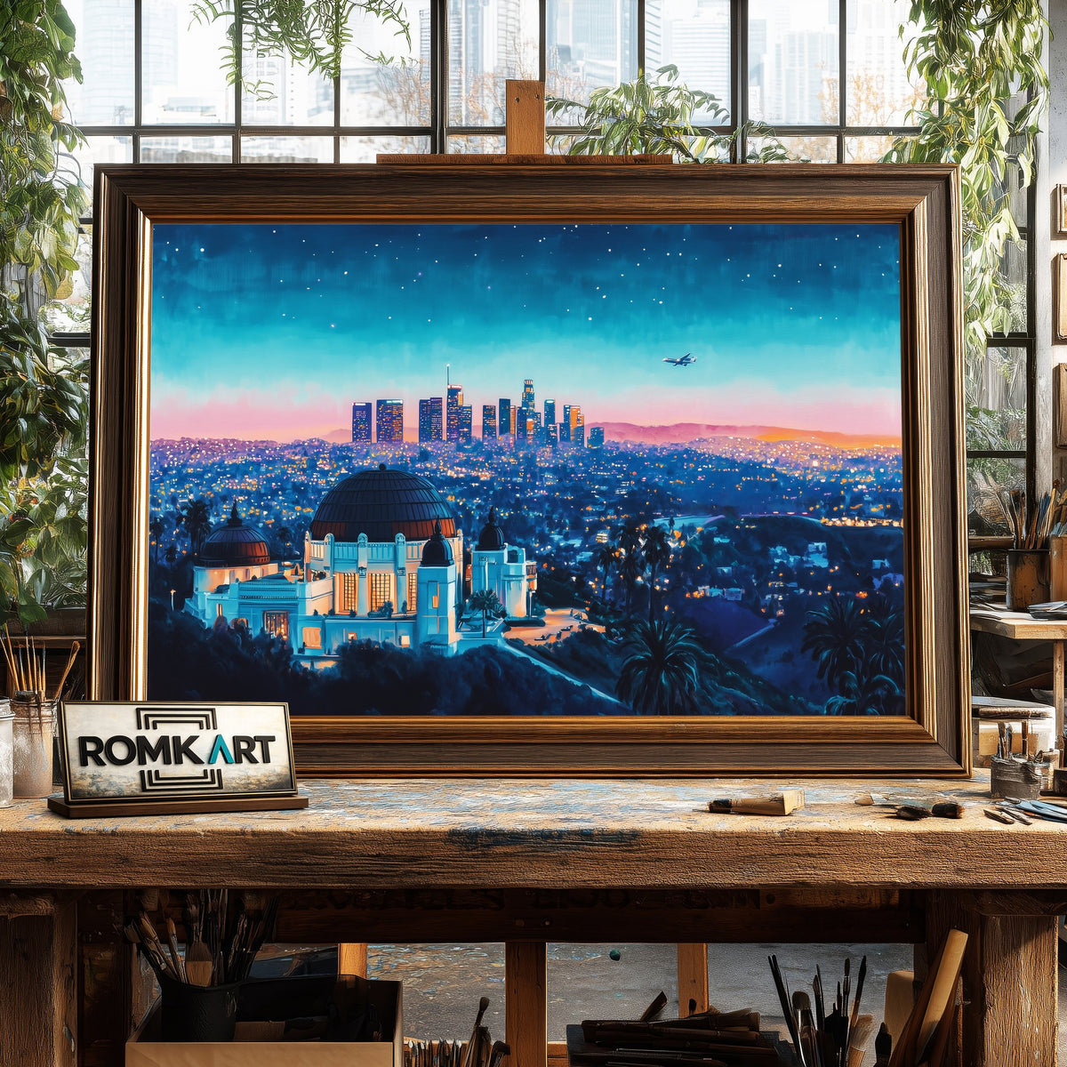 Nighttime of Los Angeles Cityscape Oil Painting - image 2