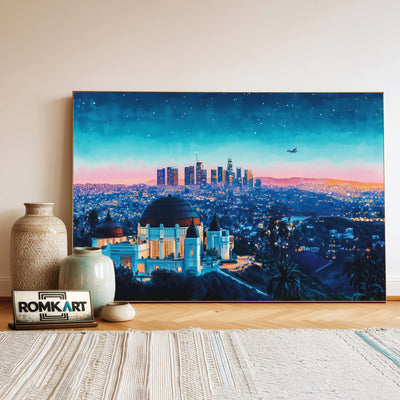 Nighttime of Los Angeles Cityscape Oil Painting - image 3