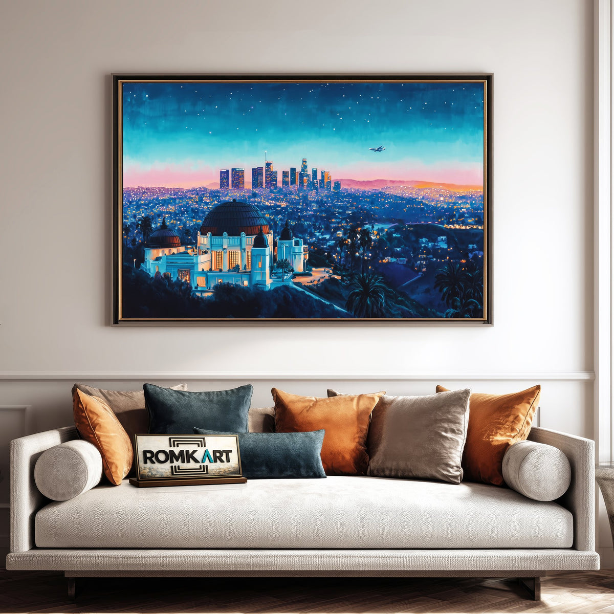 Nighttime of Los Angeles Cityscape Oil Painting - image 4