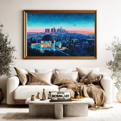 Nighttime of Los Angeles Cityscape Oil Painting - image 5