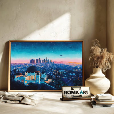 Nighttime of Los Angeles Cityscape Oil Painting - image 6