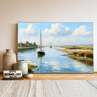 Norman Riverscape Oil Painting - image 3