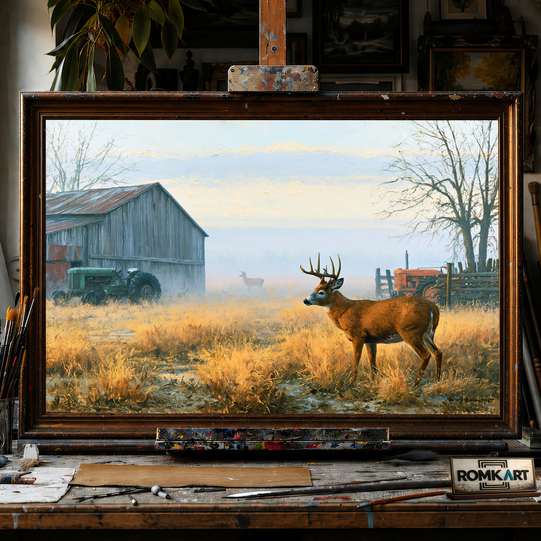 Nostalgic American Farm hand-painted oil painting on canvas