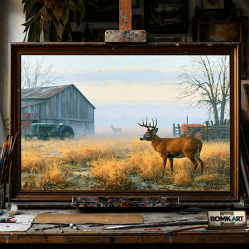 Nostalgic American Farm hand-painted oil painting on canvas
