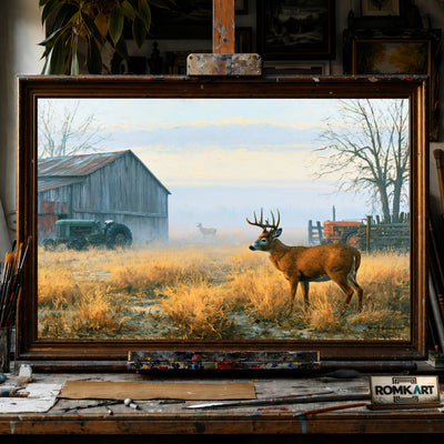 Nostalgic American Farm hand-painted oil painting on canvas