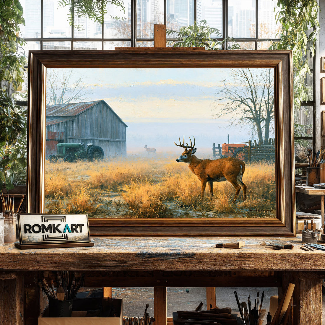 Nostalgic American Farm hand-painted oil painting on canvas