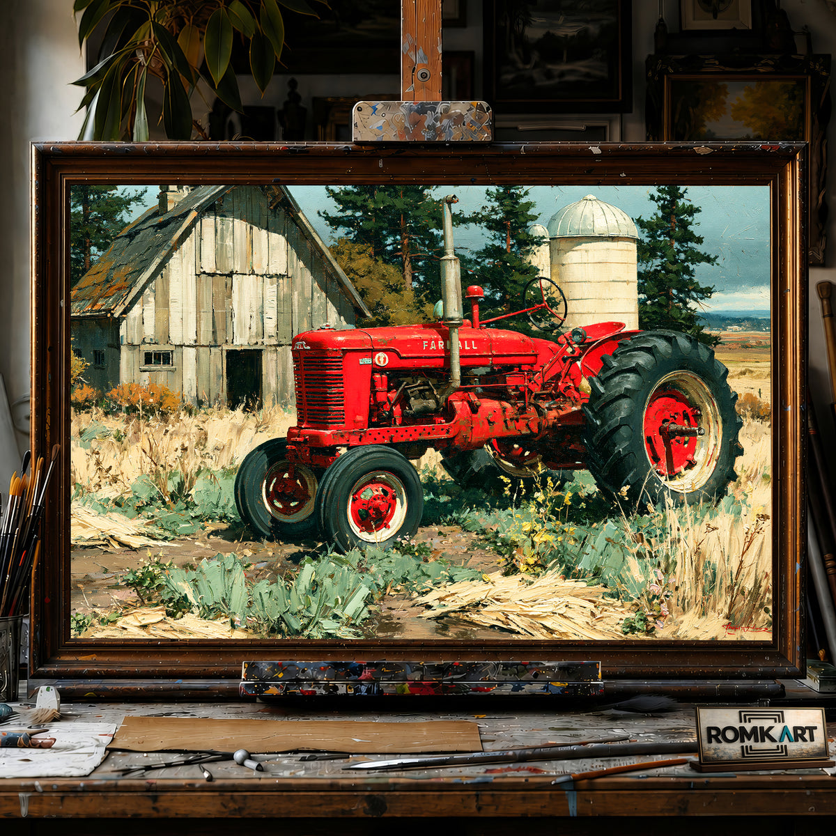 Nostalgic Rural Farm hand-painted oil painting on canvas