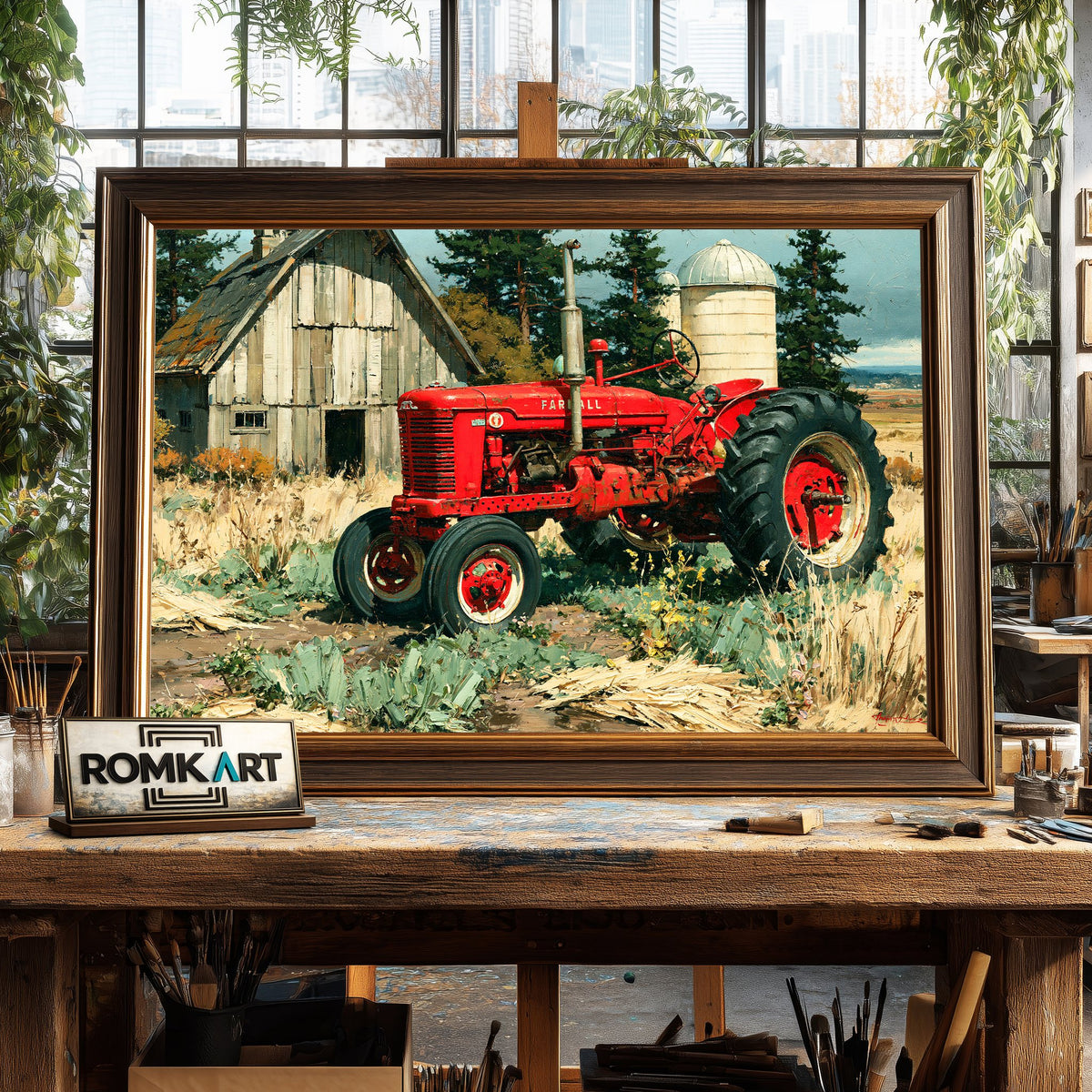 Nostalgic Rural Farm Countryside Oil Painting - image 2