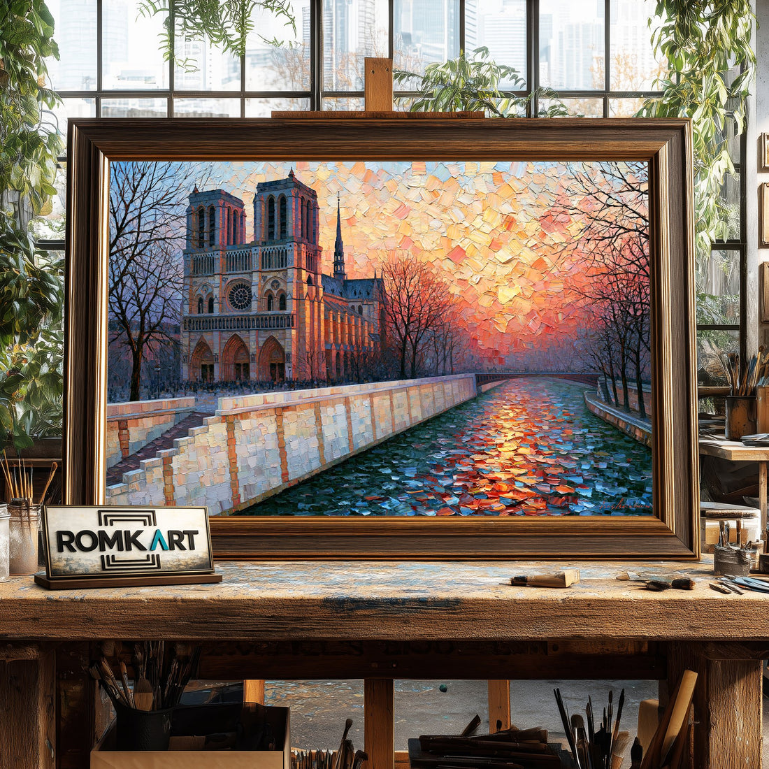 Notre Dame Cathedral, Paris hand-painted oil painting on canvas