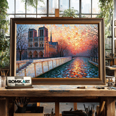 Notre Dame Cathedral, Paris Architectural Oil Painting - image 2