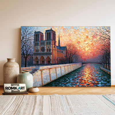 Notre Dame Cathedral, Paris Architectural Oil Painting - image 3