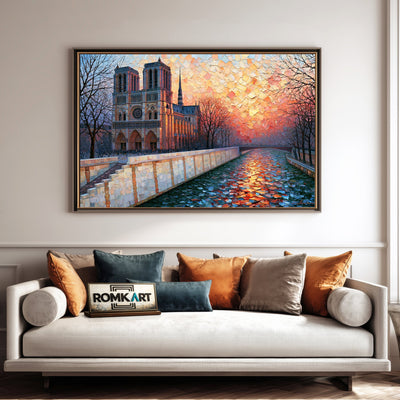 Notre Dame Cathedral, Paris Architectural Oil Painting - image 4