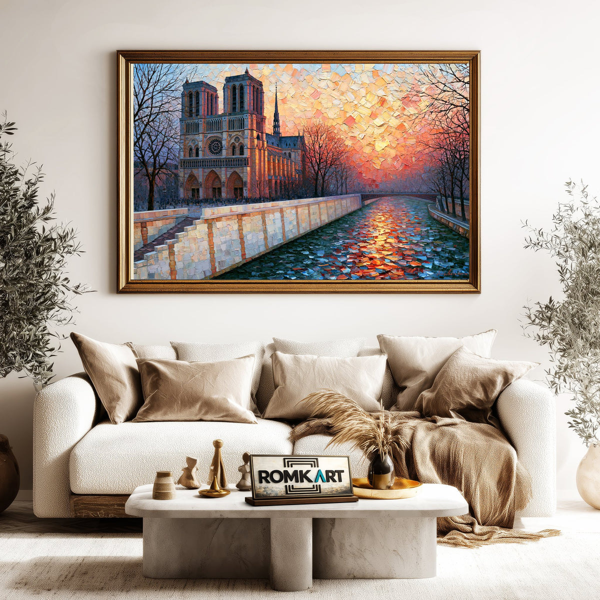 Notre Dame Cathedral, Paris Architectural Oil Painting - image 5