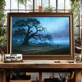 Oak Tree At Night Oil Painting - image 2
