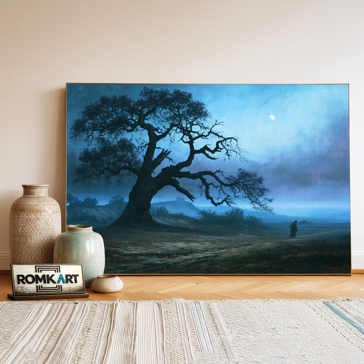 Oak Tree At Night Oil Painting - image 3