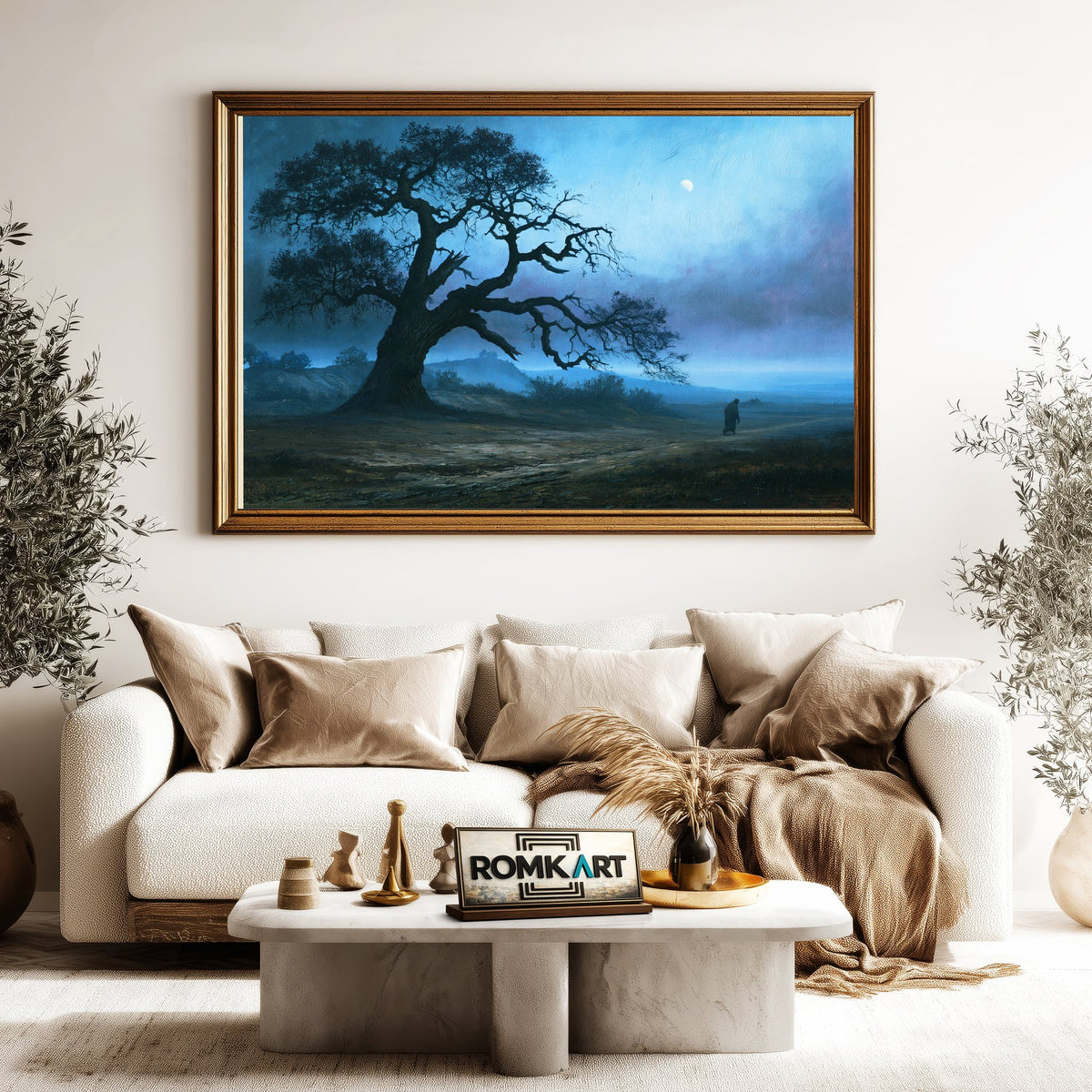 Oak Tree At Night Oil Painting - image 5