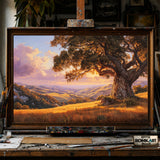 Oak Tree Golden Hills hand-painted oil painting on canvas