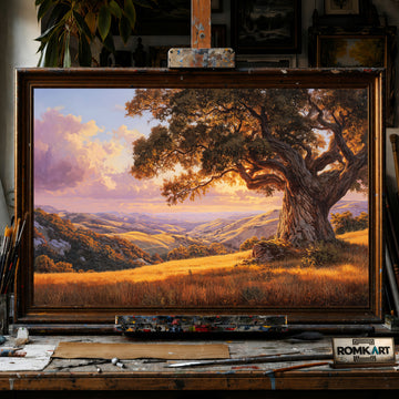 Oak Tree Golden Hills hand-painted oil painting on canvas