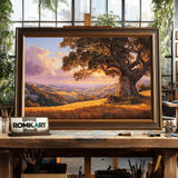 Oak Tree Golden Hills Forest Landscape Oil Painting - image 2
