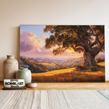 Oak Tree Golden Hills Forest Landscape Oil Painting - image 3