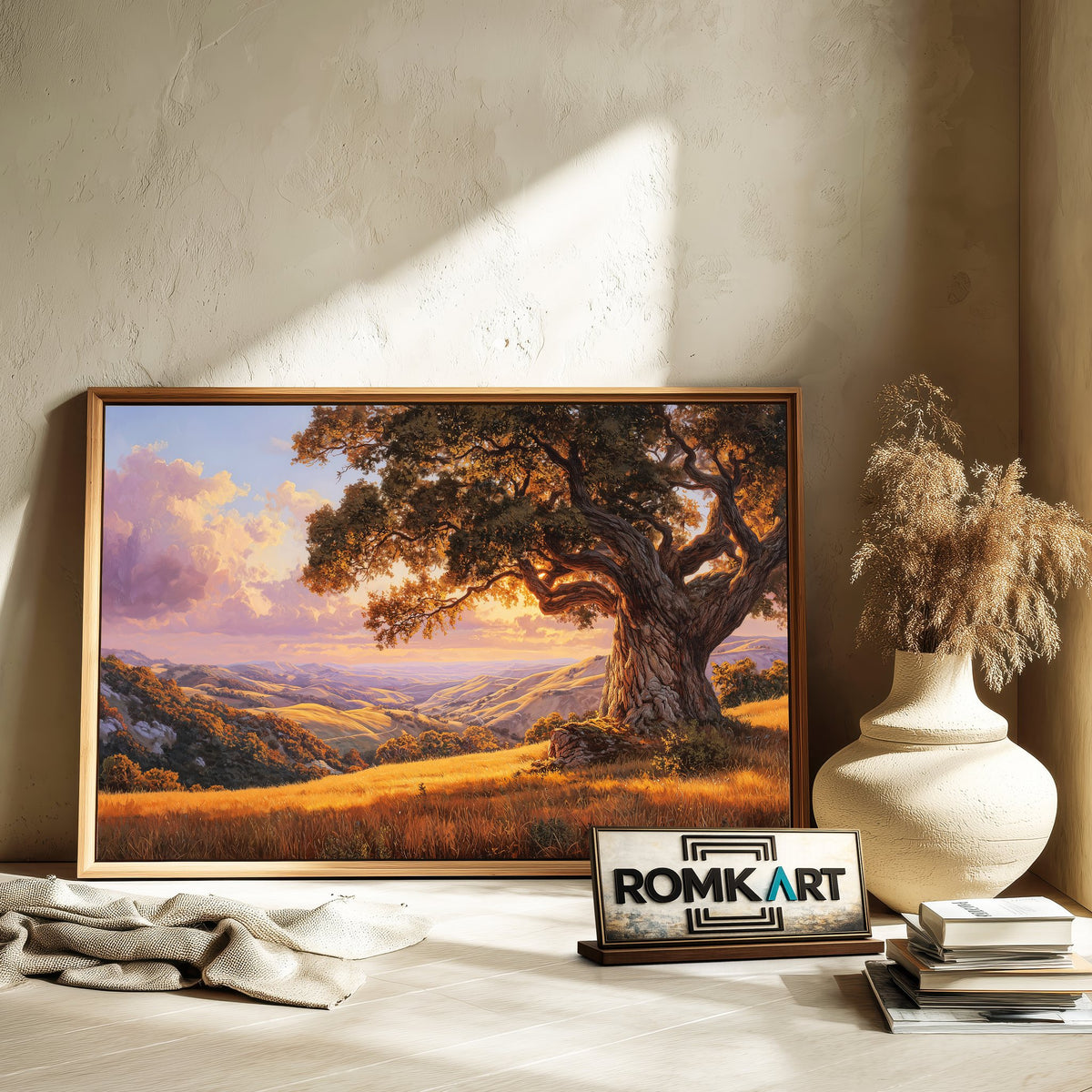 Oak Tree Golden Hills Forest Landscape Oil Painting - image 6