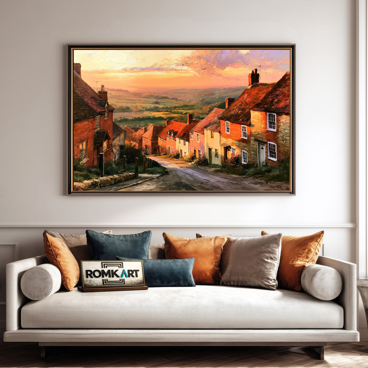 Old English Village Countryside Oil Painting - image 4