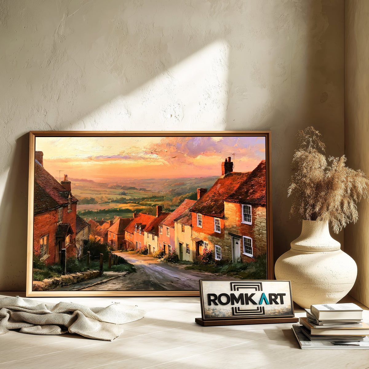 Old English Village Countryside Oil Painting - image 6