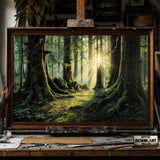 Old Forest at Golden Hour hand-painted oil painting on canvas