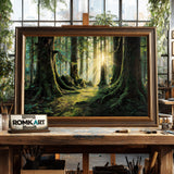 Old Forest at Golden Hour Forest Landscape Oil Painting - image 2