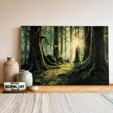 Old Forest at Golden Hour Forest Landscape Oil Painting - image 3
