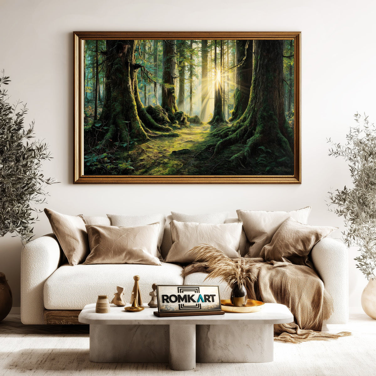 Old Forest at Golden Hour Forest Landscape Oil Painting - image 5