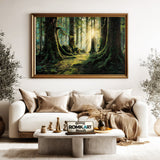 Old Forest at Golden Hour Forest Landscape Oil Painting - image 5
