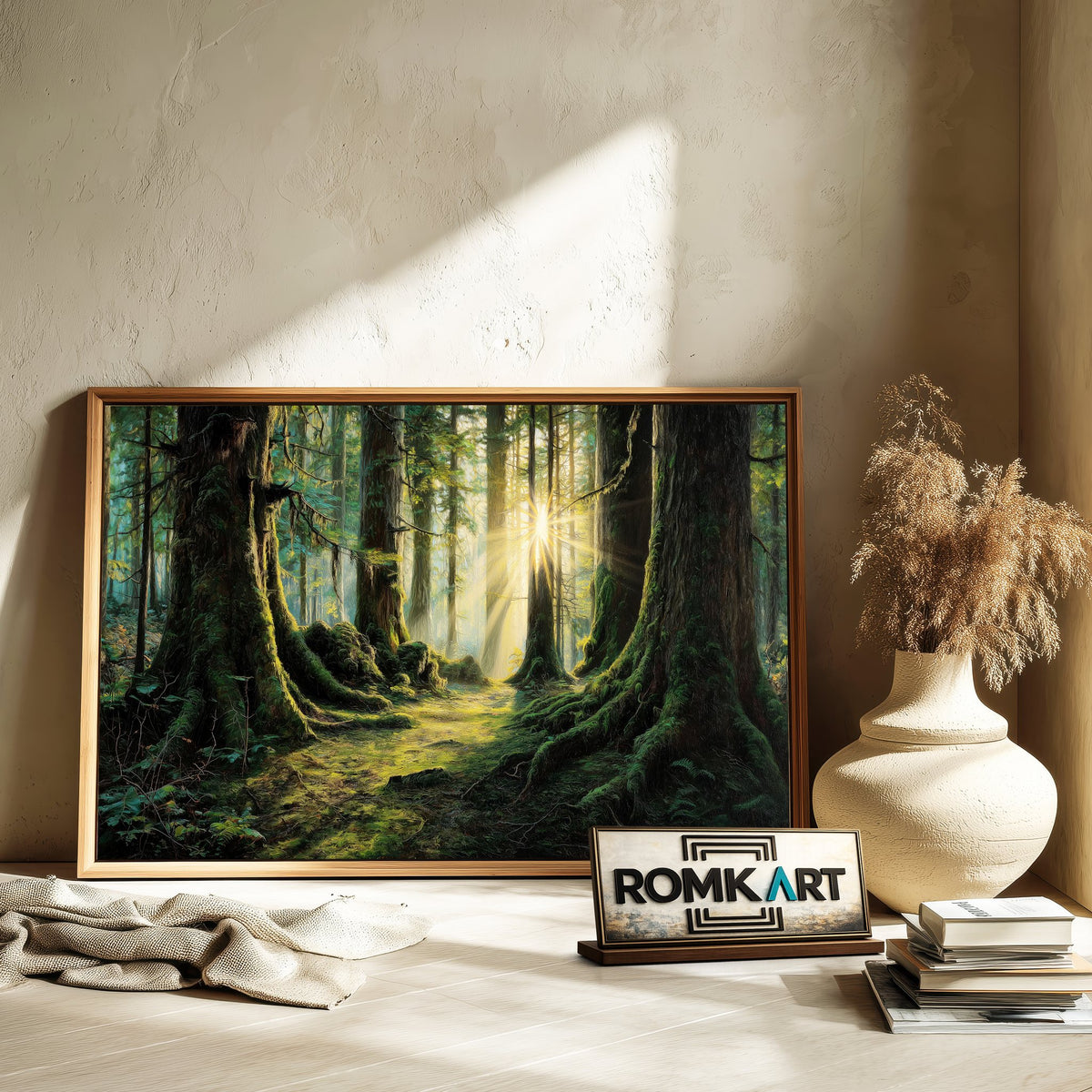 Old Forest at Golden Hour Forest Landscape Oil Painting - image 6
