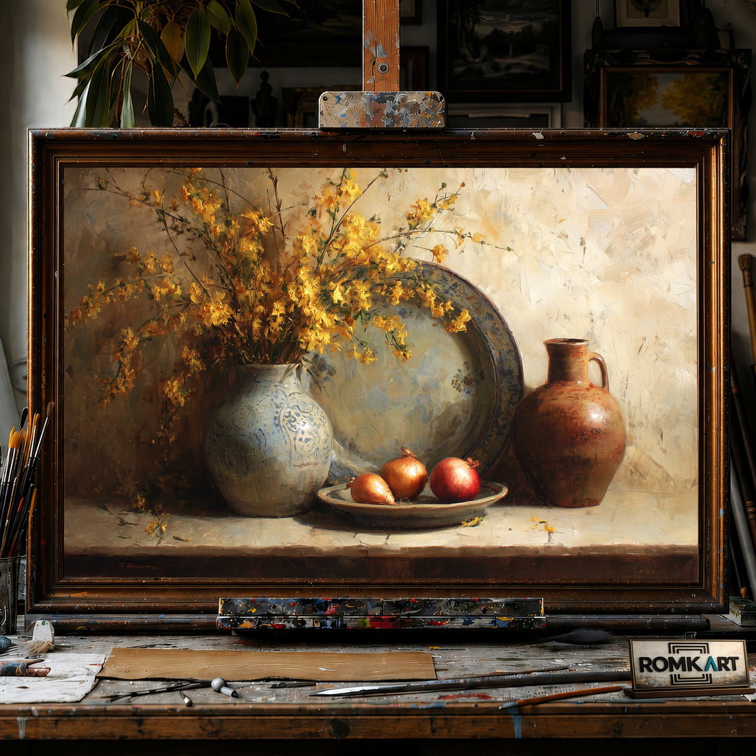 Old Kitchen Still Life - Hand-Painted Oil Painting - View 1